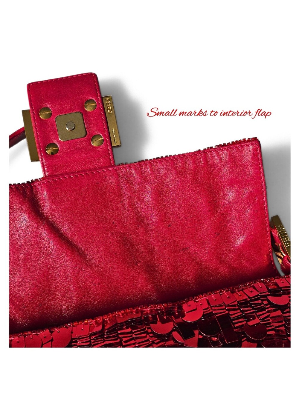 **SOLD**Fendi Baguette Vintage Ruby Red Sequins Red Version of ASO SATC - Picture 16 of 17